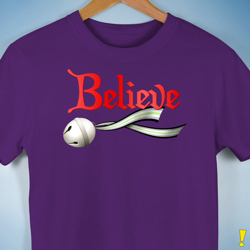 Believe Agender Pride Jingle Bell Premium Unisex T-Shirt - Purple